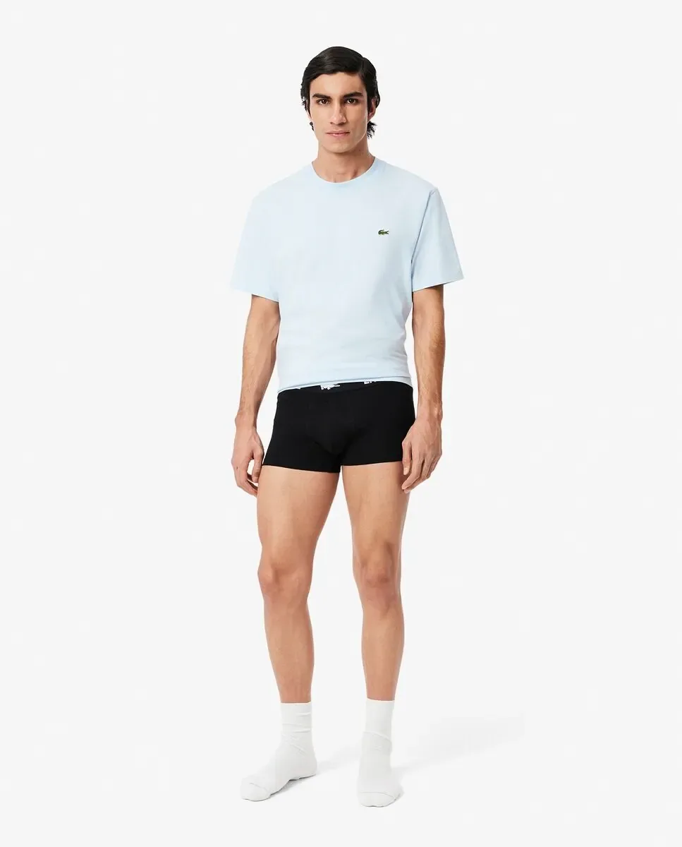 Набор мужских трусов Lacoste из эластичного хлопка, 3 шт., черный / белый — фото 4