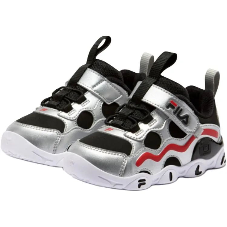 FILA KIDS JAGGER 2 противоскользящие поддерживающие низкие кроссовки для малышей silver/black/red — фото 3