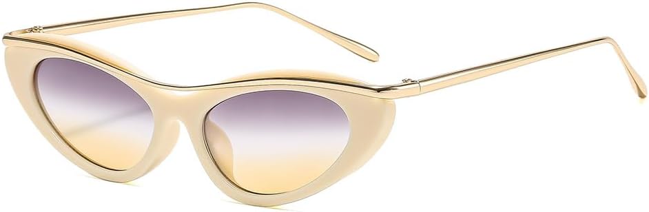 

Солнцезащитные очки для мужчин и женщин - защита от УФ-излучения UV400 - стиль "кошачий глаз" в стиле панк, металлическая оправа, маленькая, для занятий спортом на открытом воздухе и вождения QWBSER, 3