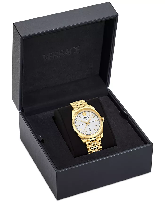 Мужские наручные часы Swiss Millenyium с позолотой и браслетом, 40 мм Versace — фото 4