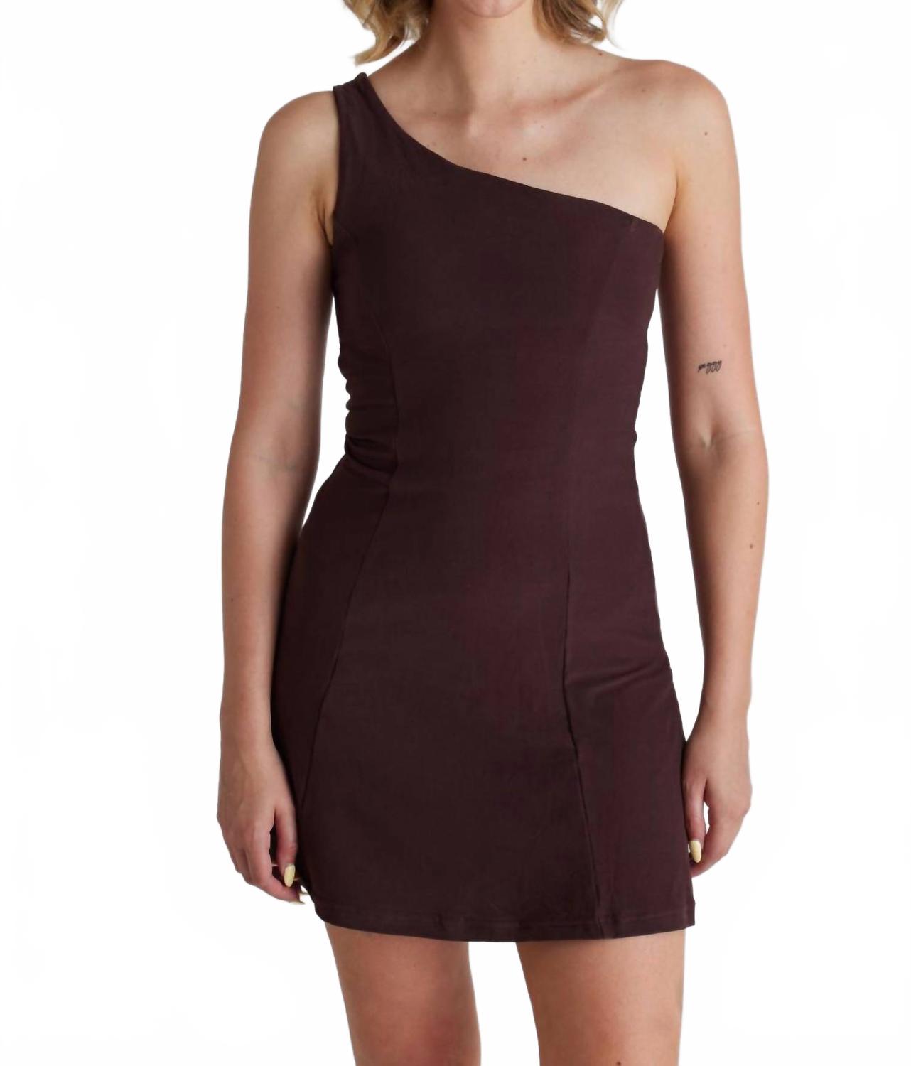 

Асимметричное мини-платье в коричневом цвете WOLVEN