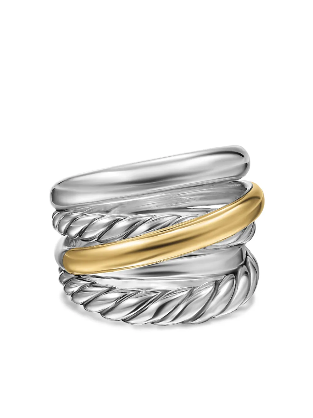 

Кольцо Crossover Five Row из желтого золота (17.5 мм) David Yurman, серебяный