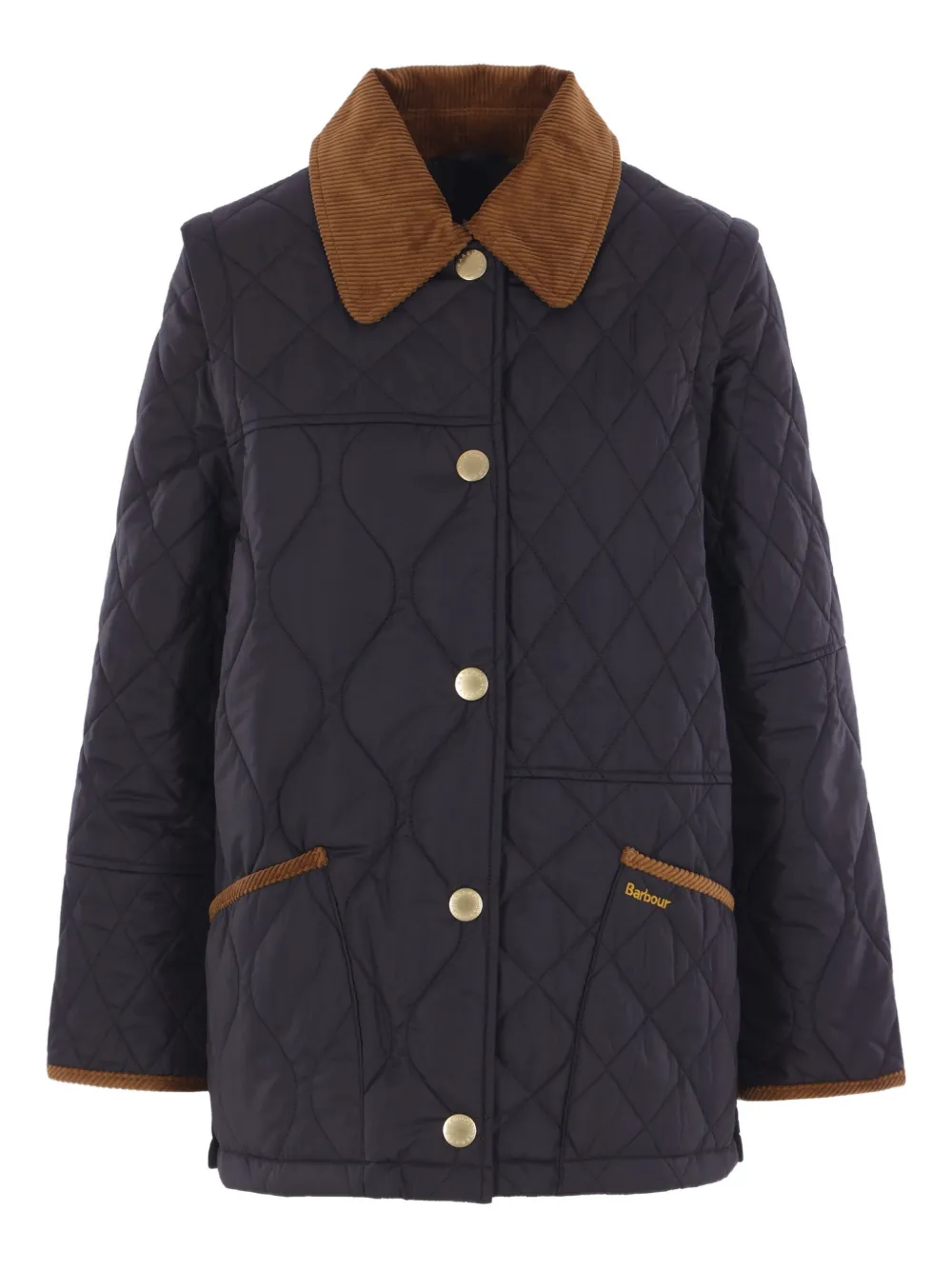 

Стеганая куртка с воротником из вельвета Barbour, черный