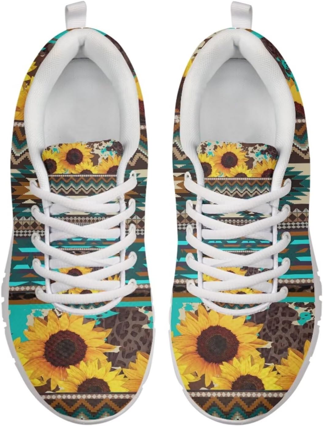 

Женские и мужские кроссовки на шнуровке, спортивные, прочные, для бега, походов и тренажерного зала, размеры США 5-15 Xixirimido, Sunflower Aztec