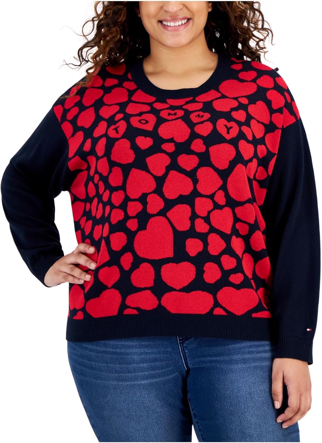 

Женский трикотажный свитер Tommy Hilfiger с логотипом в форме сердца, Sky Captain/Scarlet