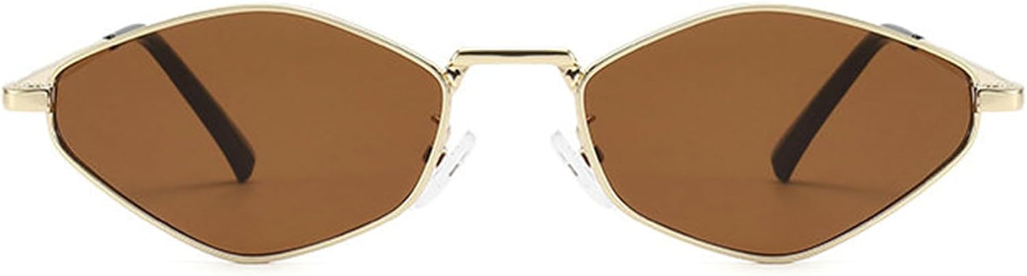 

Willochra Популярные модные солнцезащитные очки в форме многоугольника и ромба для женщин, в стиле ретро-панк, модные мужские металлические очки «кошачий глаз», солнцезащитные очки UV400, Brown