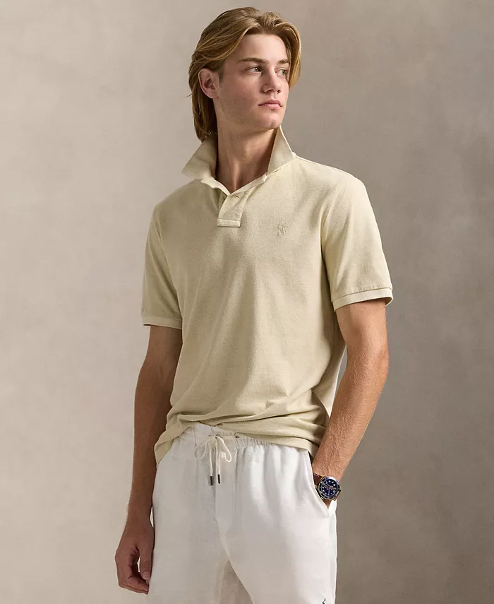 

Мужская классическая поло из минерально-окрашенной сетчатой ткани Polo Ralph Lauren, коричневый/бежевый