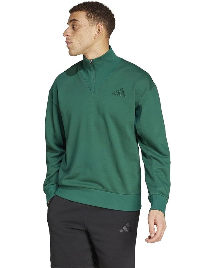

Толстовка adidas All SZN Fleece 1/4 Zip Crew, цвет Collegiate Green