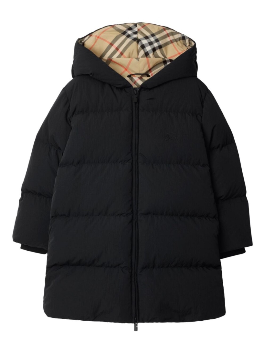 

Пуховик с капюшоном Burberry Kids, черный