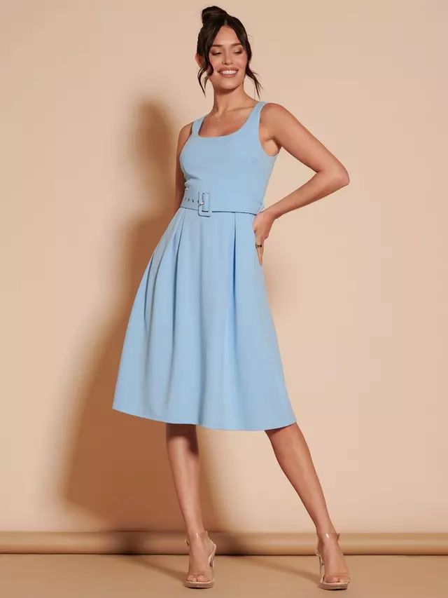 

Платье Jolie Moi Belted Swing Midi, синий