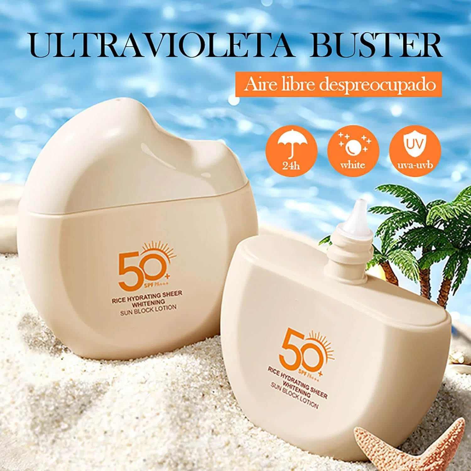Солнцезащитный крем Rice Sunscreen SPF 50+ PA+++ 60 мл, бежевый Generic — фото 2