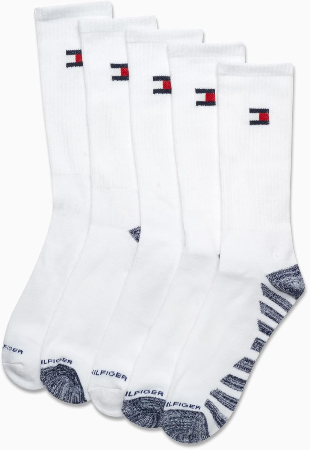 Мужские носки Tommy Hilfiger Crew Socks - 5 пар спортивных носков с эластичной подкладкой и амортизацией (размер обуви: 7-12), White/White — фото 4