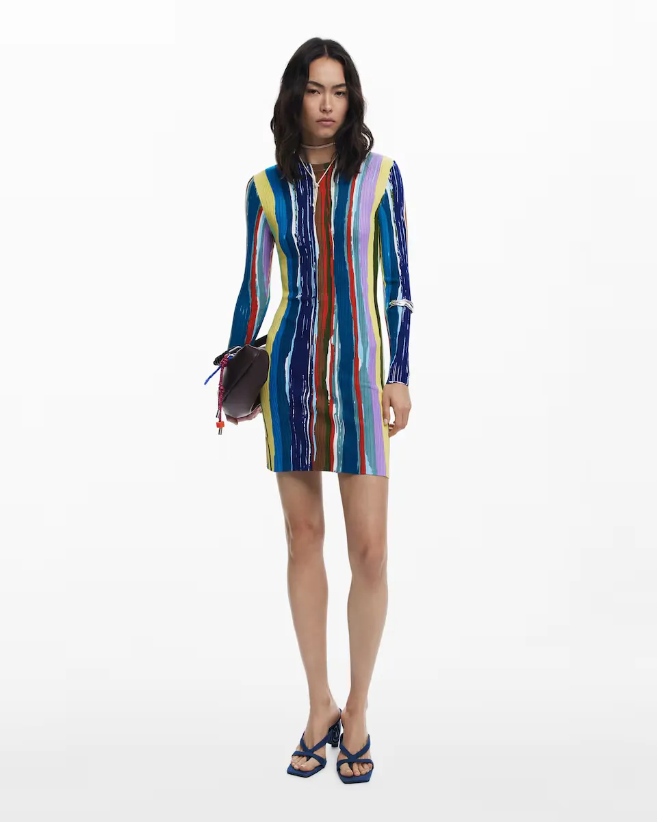 

Платье в рубчик с разноцветными полосками Desigual, мультиколор