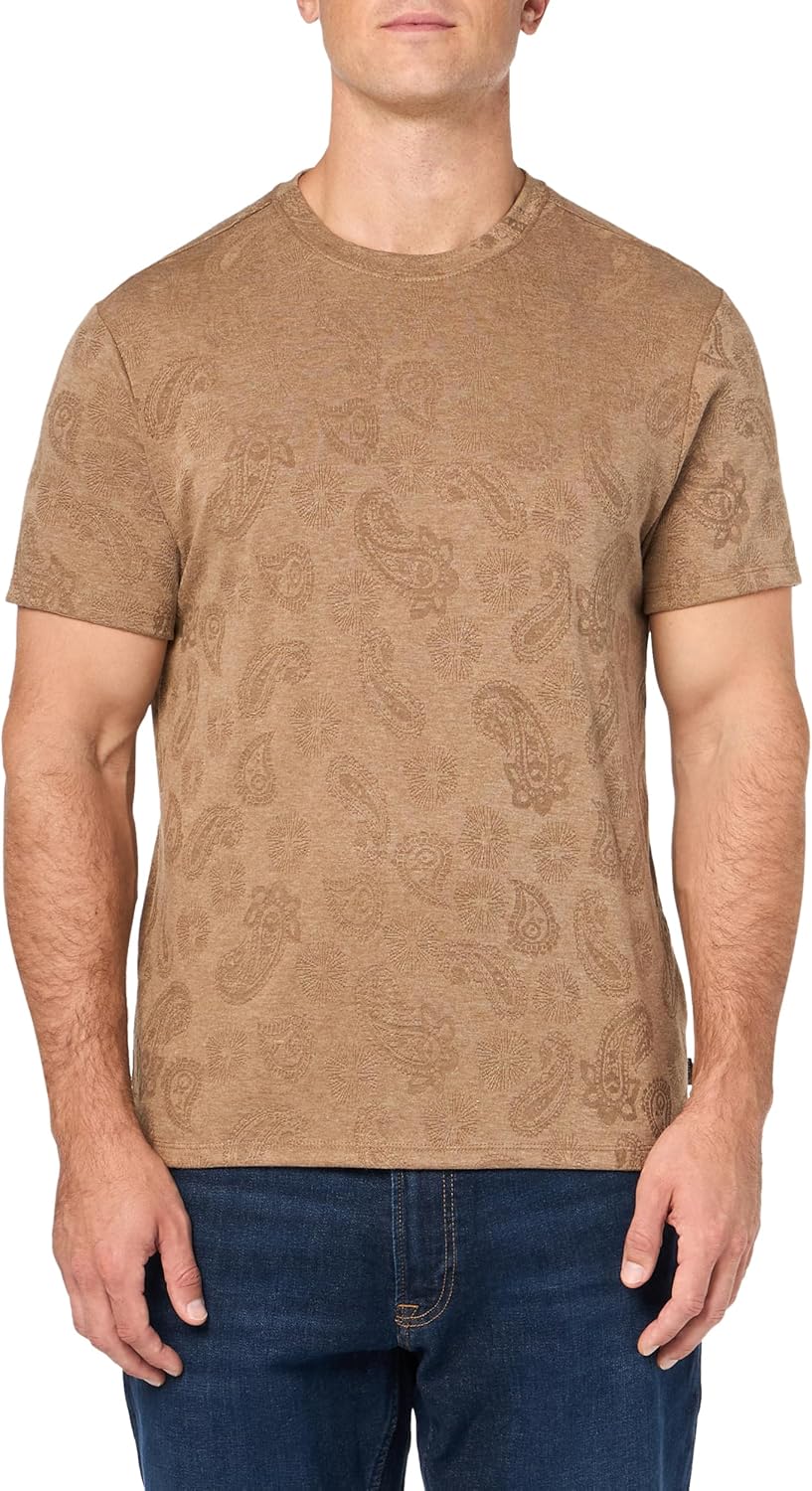 

GUESS Мужская короткая футболка Granada Jacquard Knit Crew, Walnut Shell Multi, Коричневый, GUESS Мужская короткая футболка Granada Jacquard Knit Crew, Walnut Shell Multi