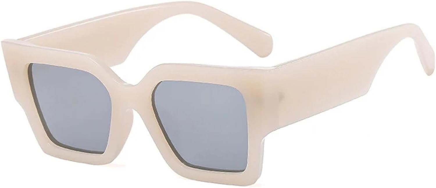 

Крупные солнцезащитные очки в толстой оправе класса люкс для женщин и мужчин, модные ретро-солнцезащитные очки для мужчин с защитой от УФ-излучения UV400 TKKTLLT, Beige Silver