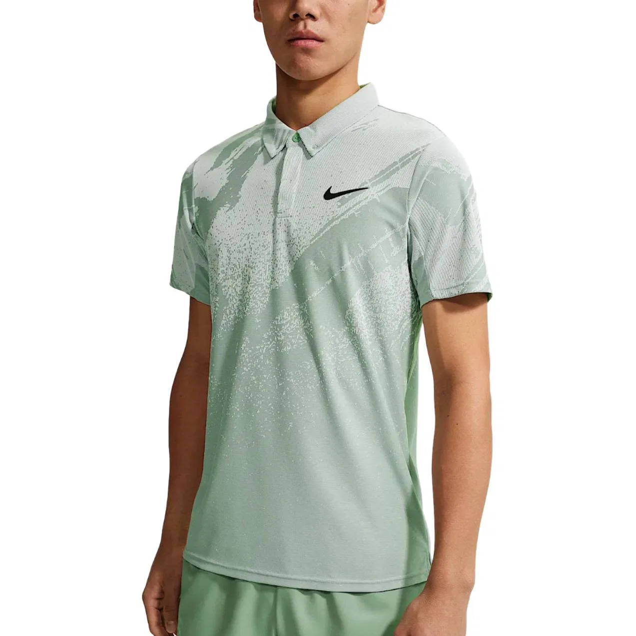 Поло Nike Dri Fit мужское серо-зеленое/черное