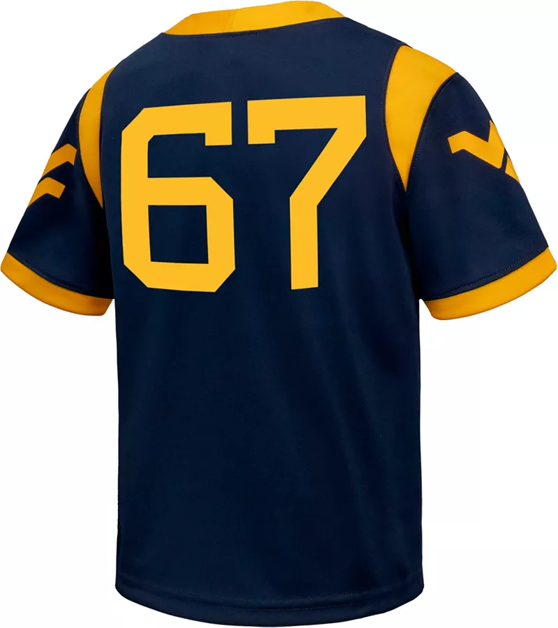 Домашняя футбольная майка Nike Toddler West Virginia Mountaineers #67 синяя реплика — фото 3