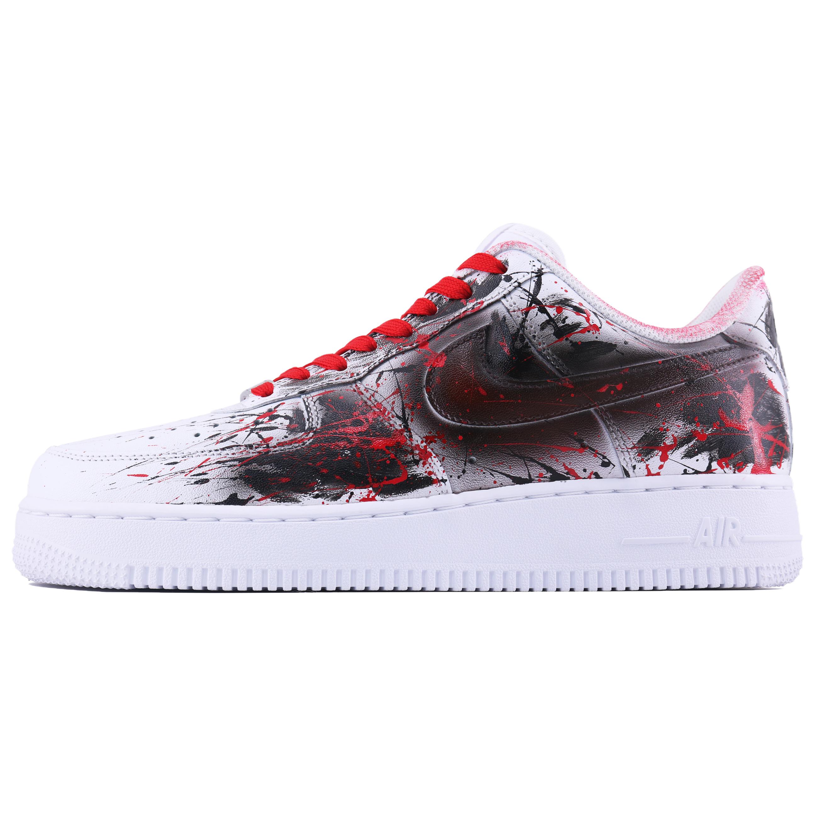 

Nike Кроссовки Air Force 1 Graffiti Storm, износостойкие, низкие, для скейтбординга, мужские, белые, черные, красные