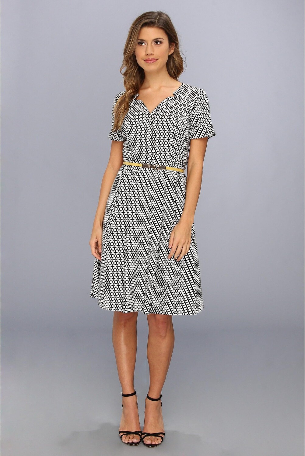 

Платье Adrianna Papell Jacquard Belted Shirtdress, черный
