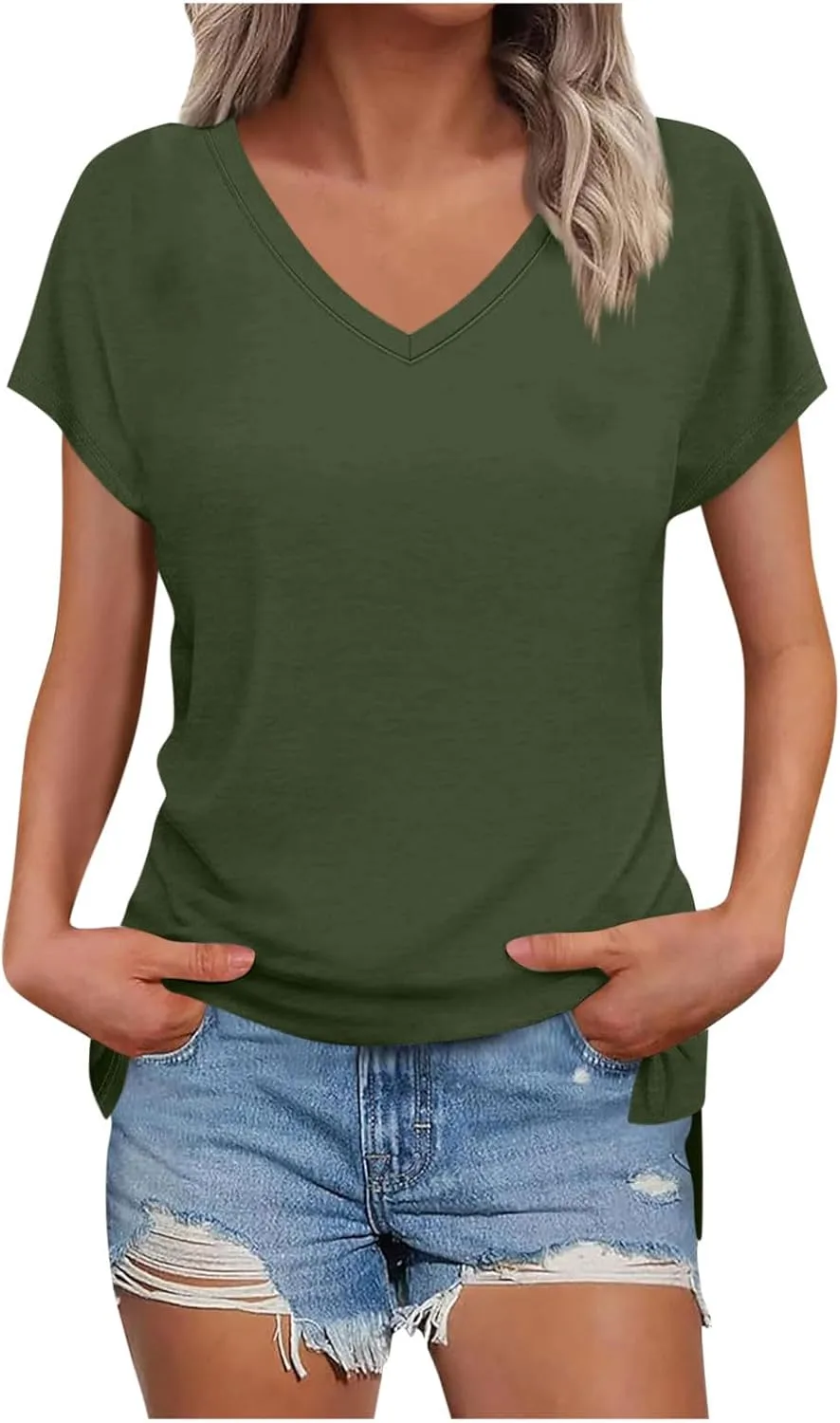 

Летние топы для женщин 2026, модные однотонные футболки свободного кроя Floleo