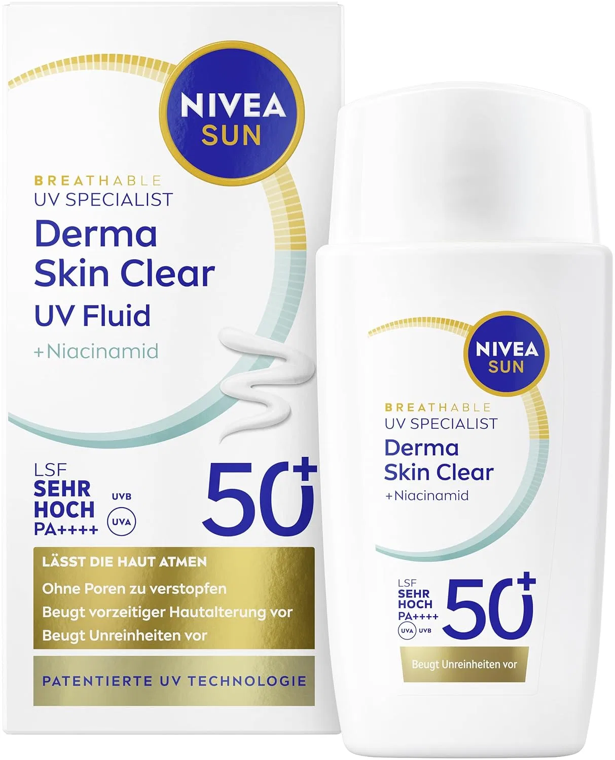 Солнцезащитный флюид для лица «UV Gesicht Experte DermaSkin Clear» SPF 50+ от NIVEA SUN Beiersdorf