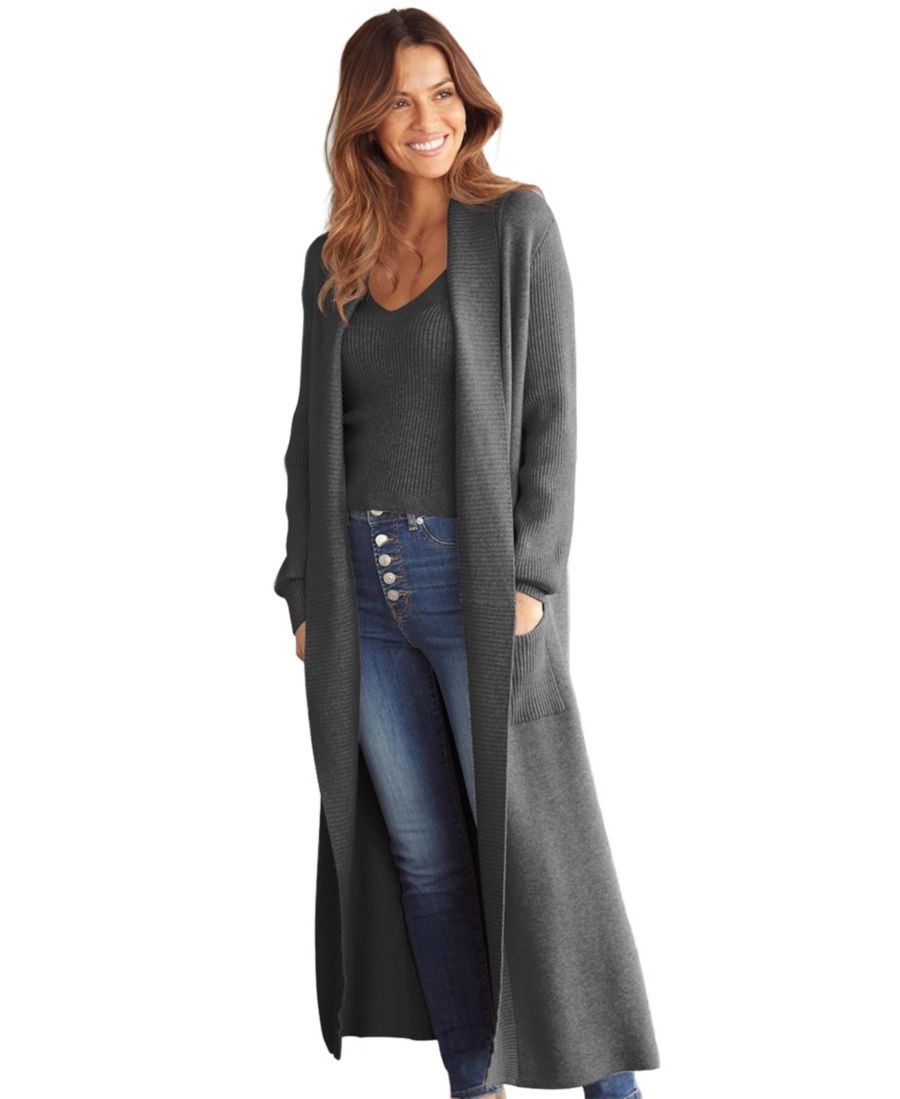 

Женский длинный вязаный кардиган с карманами LASCANA, Charcoal grey