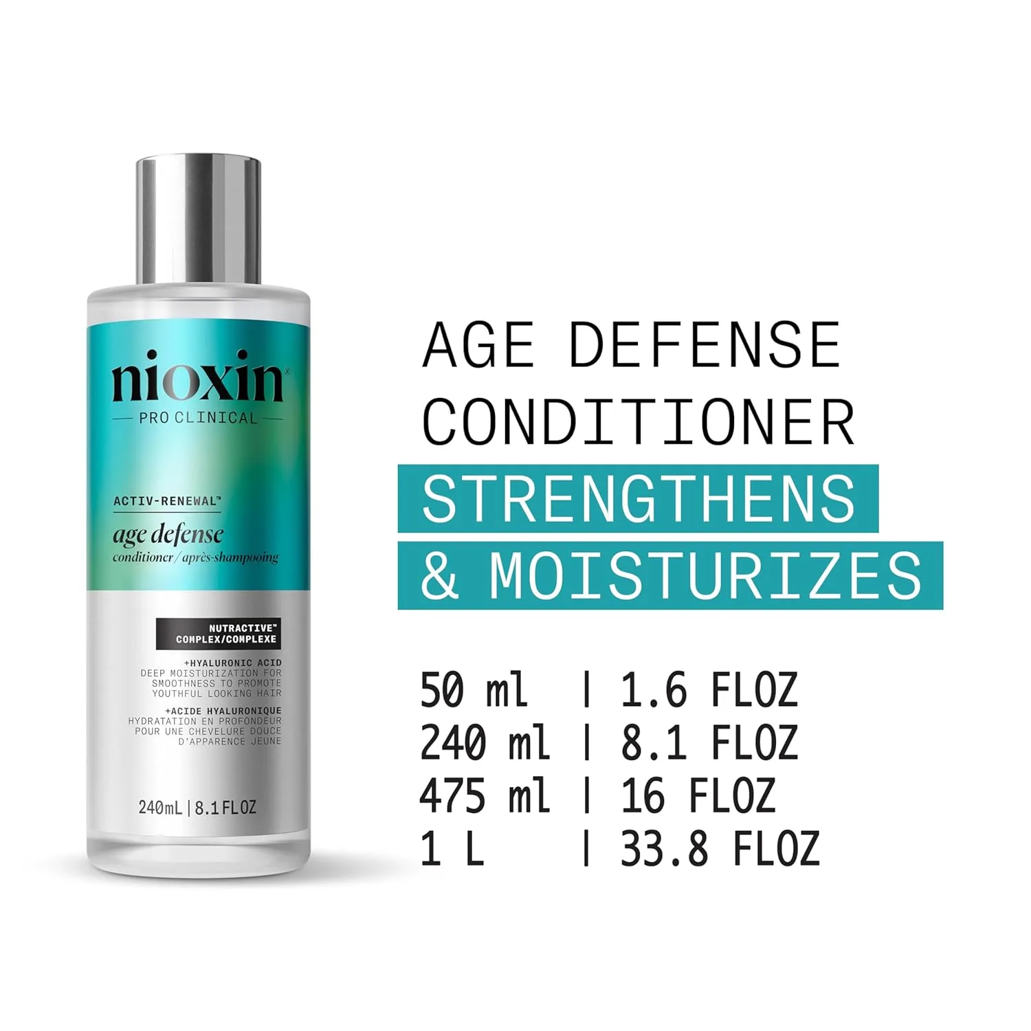 Кондиционер Nioxin Age Defense для стареющих волос, укрепляющий и увлажняющий с гиалуроновой кислотой, против ломкости, без парабенов, сульфатов и силиконов, для ежедневного использования 1000 мл (.) — фото 2