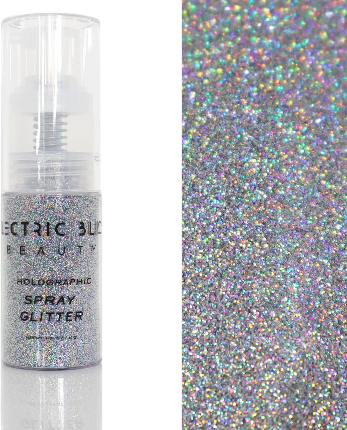 Глиттер-спрей для тела и волос Electric Bliss Beauty, серебряный, 30 г