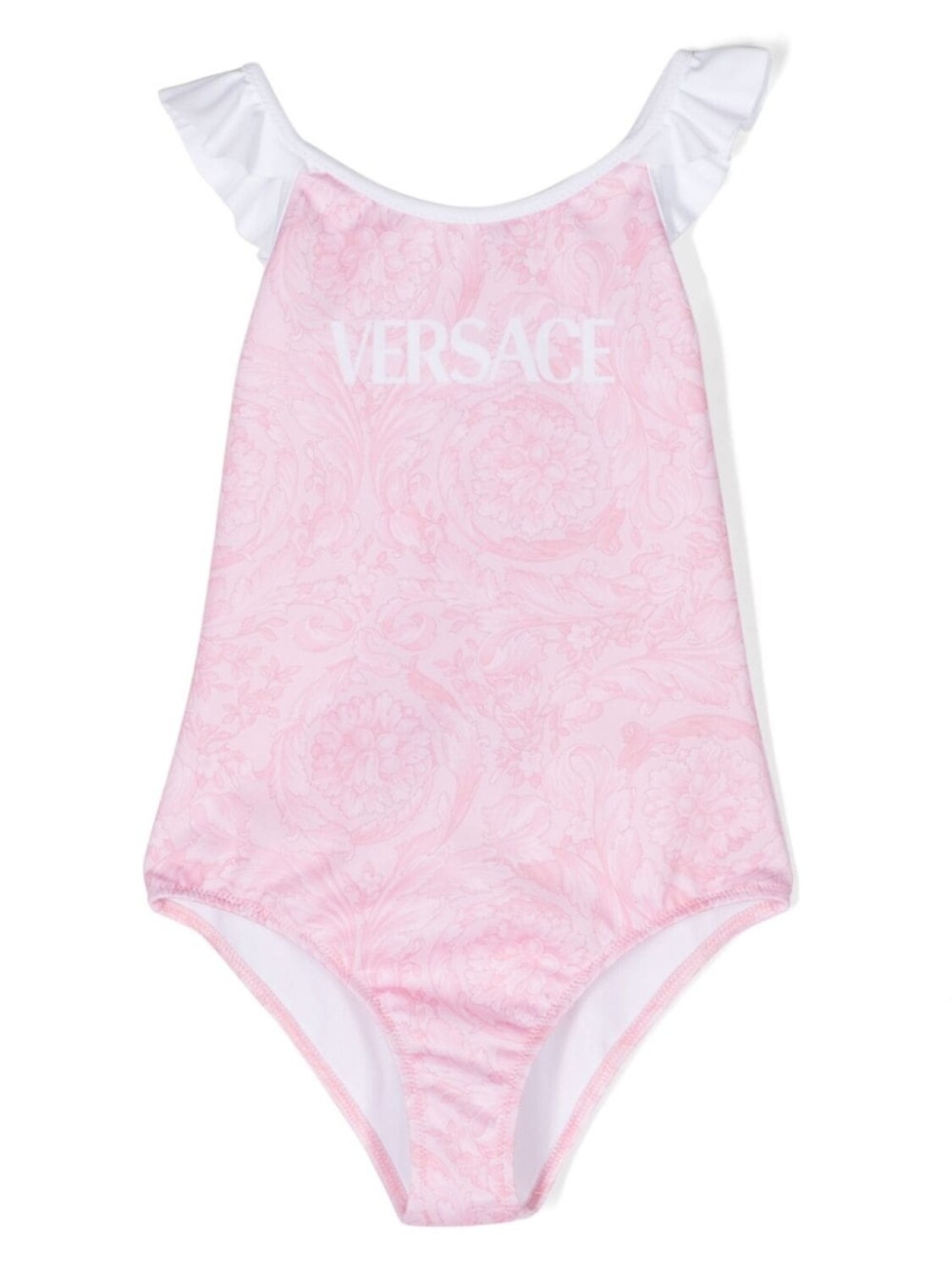 

Versace Kids купальник Barocco с оборками, розовый