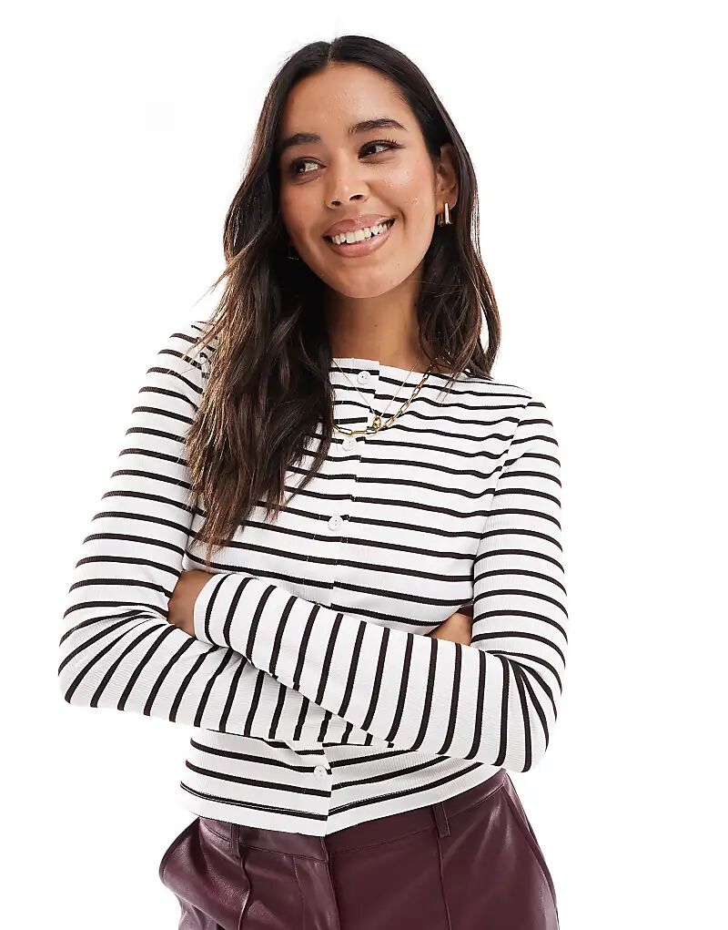 

Полосатый кардиган коричневого и белого цвета ASOS DESIGN
