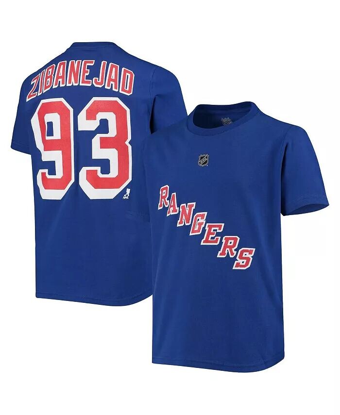 

Синяя футболка Big Boys Mika Zibanejad New York Rangers с именем и номером игрока Outerstuff, синий