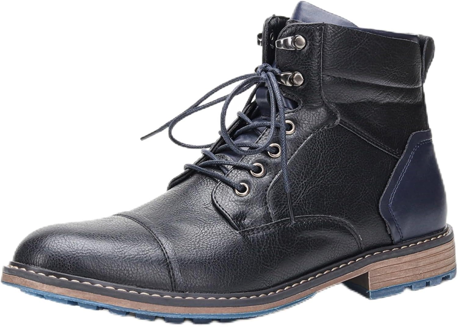 

Мужские двухцветные вестерн-башмаки Azttoztto с высокой массивной подошвой, винтажным эффектом, ботинки на шнуровке, повседневная обувь, черный