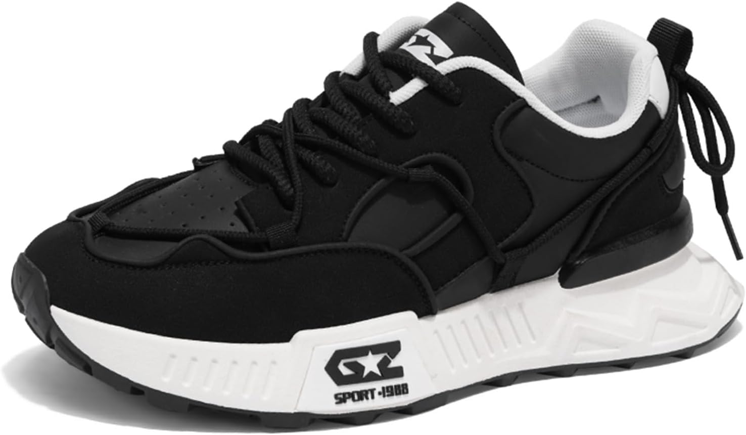 

Мужские модные кожаные кроссовки на платформе с шнуровкой, повседневные двухцветные легкие спортивные ходовые обувь Netehadi, черный