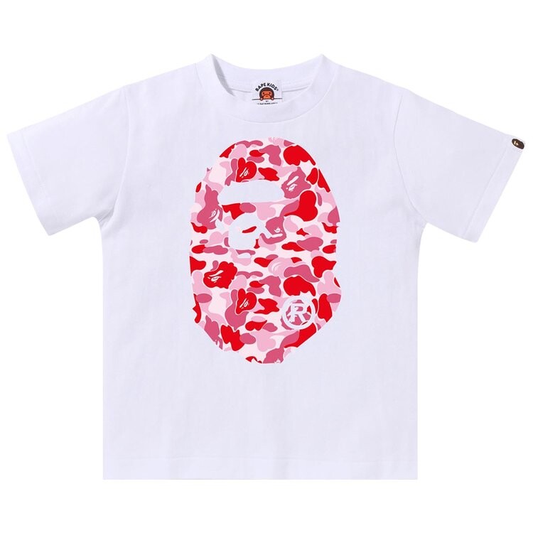 

Футболка BAPE Kids ABC Camo Big Ape Head Tee, цвет White/Pink