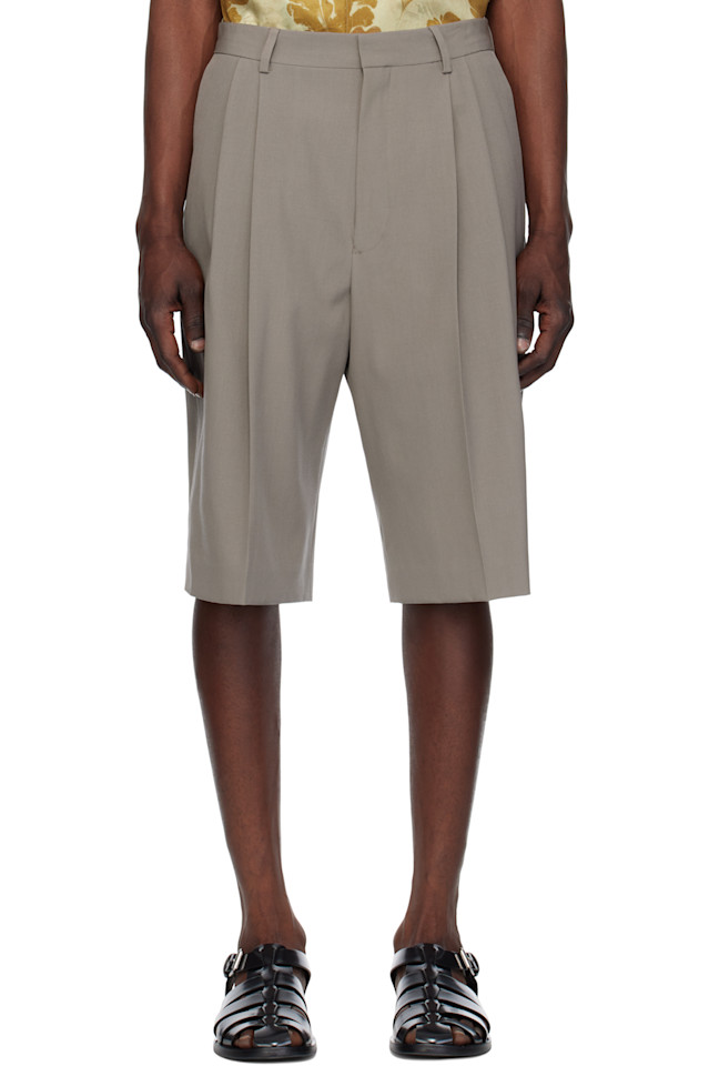 

Шерстяные шорты по фигуре Dries Van Noten, цвет cement