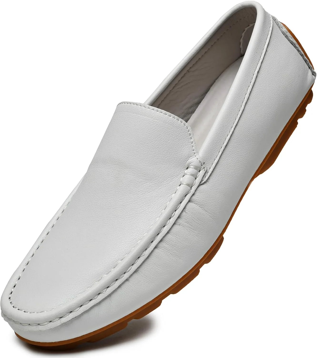Мужские туфли JIONS Penny Loafers из кожи, мокасины для вождения, слипоны, формальные ботинки, белый