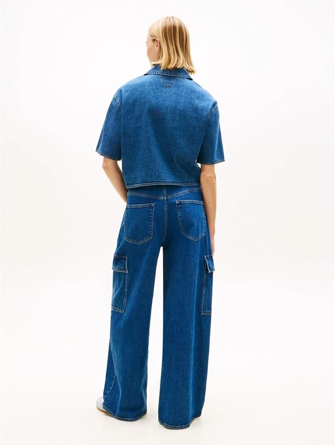 Блуза шамбре, укороченная DW22216, Tommy Hilfiger, индиго — фото 4