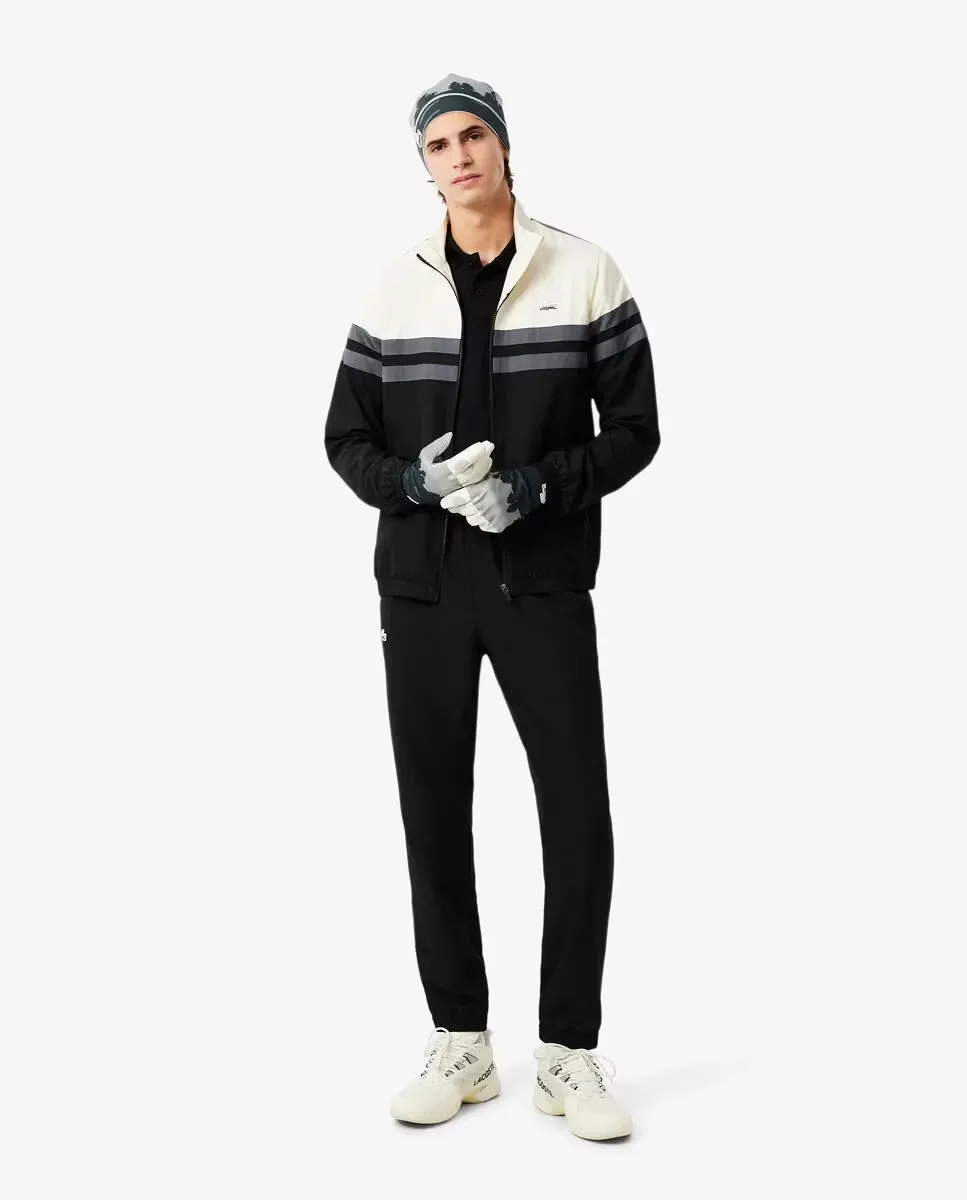 Lacoste Мужская спортивная поло с крокодилом и пейзажем Ultra-Dry черного цвета с коротким рукавом — фото 4