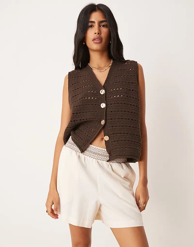 

Шорты ASOS DESIGN с присборенной талией кремового и коричневого цветов