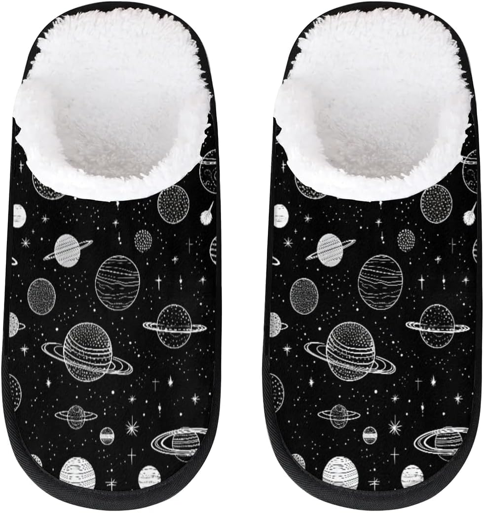 

Тапочки Gublec для женщин и мужчин, уютные с нескользящей подошвой, для дома, теплые плюшевые тапочки для дома, спальни и путешествий, Planets Theme