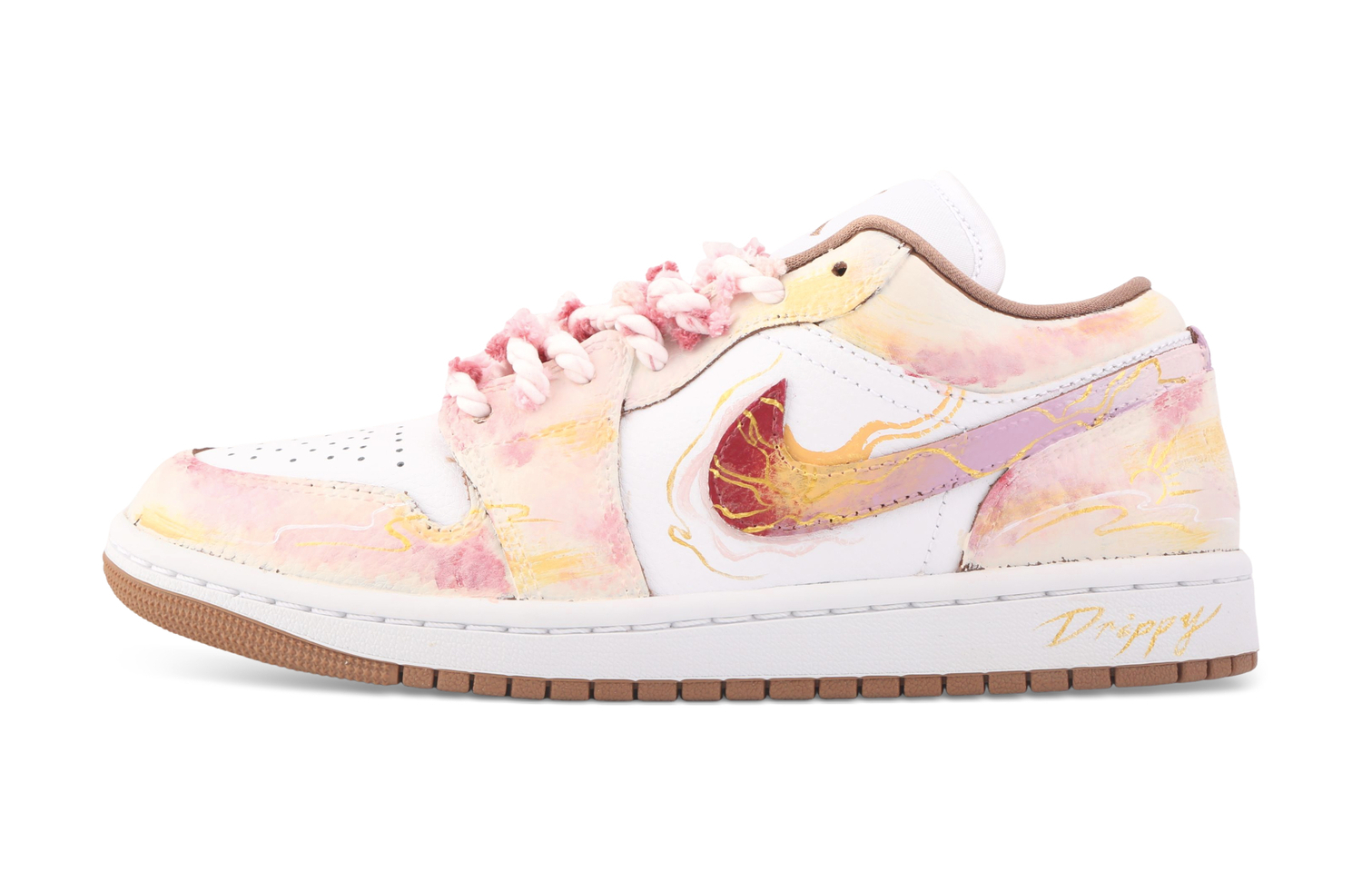 Jordan Кроссовки Air 1 Drippy Peach Gold Sea Low top Vintage Basketball Shoes Unisex Gold Powder White — фото 3