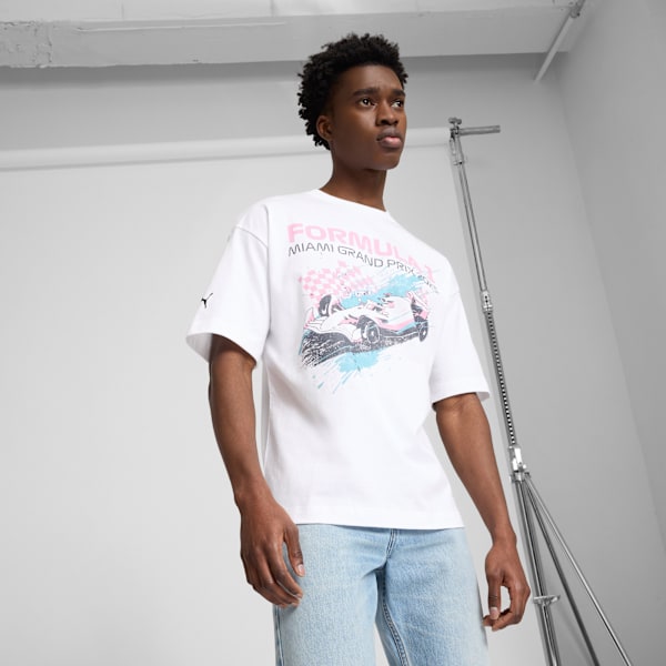 

Мужская футболка с графикой на тему автоспорта Formula 1 Miami Puma, белый