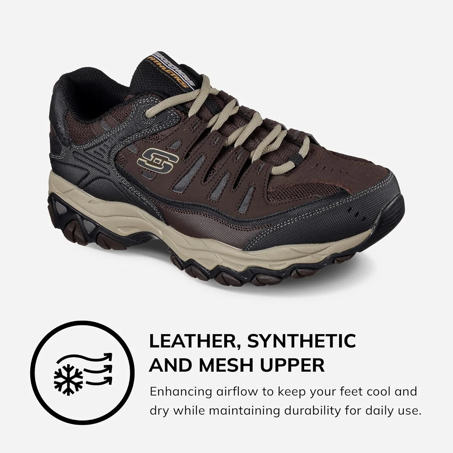 Мужские кроссовки Skechers Sport Afterburn Memory Foam Lace, бежевый — фото 4