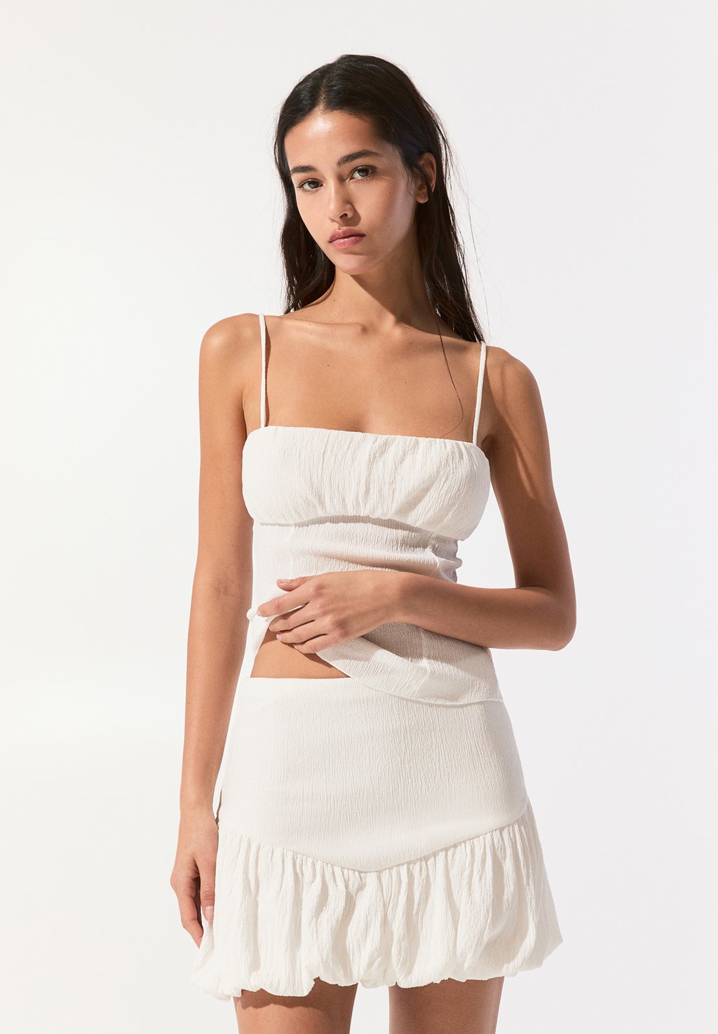 

Мини-юбка YOKE BALLOON - A-line skirt PULL&BEAR, белый