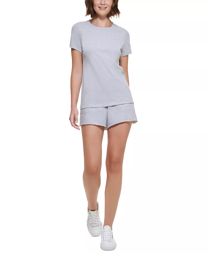 

Женская хлопковая футболка с коротким рукавом и круглым вырезом Calvin Klein, серый