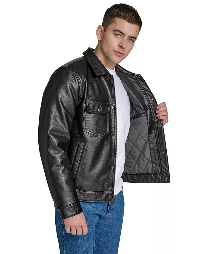 Мужская куртка-косуха из искусственной кожи Levi'S, черный — фото 4