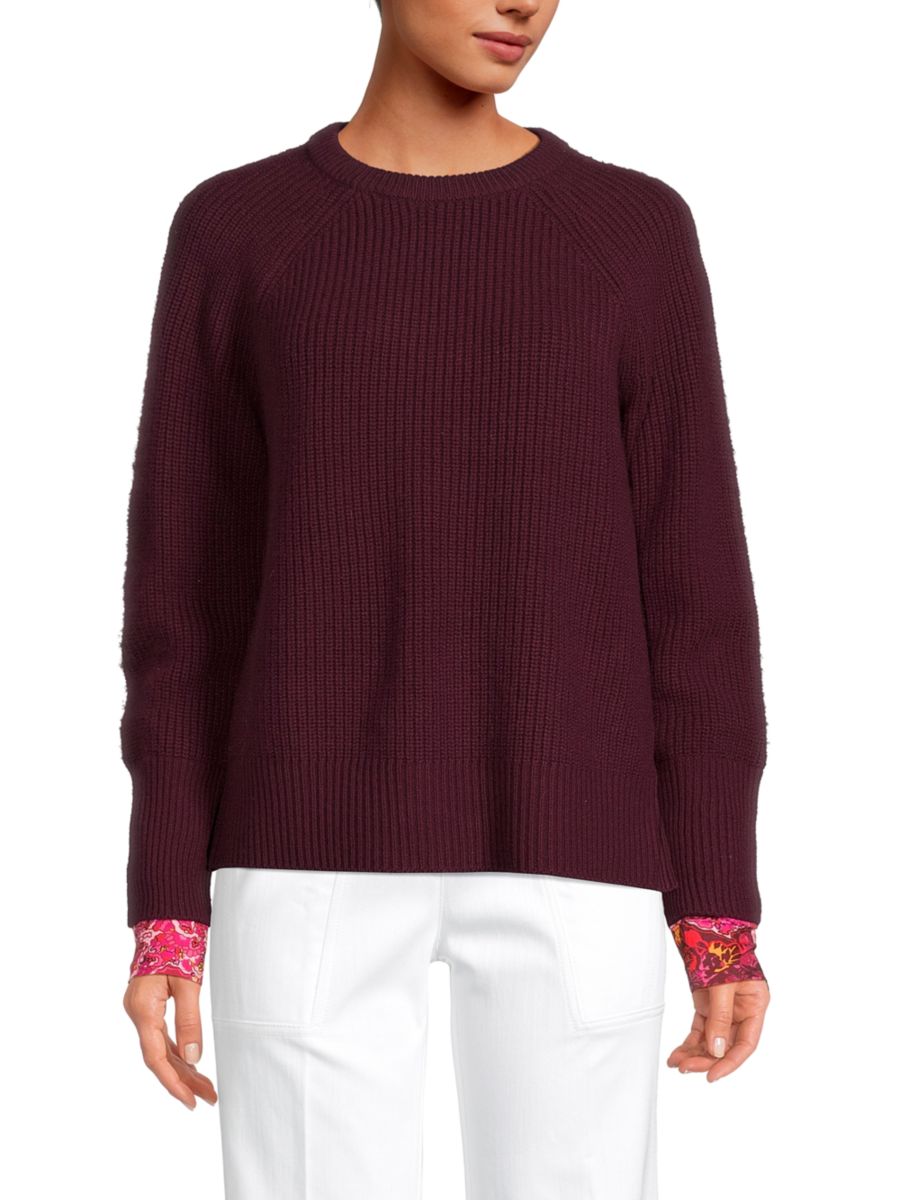 

Шерстяной свитер смешанной техники Derek Lam 10 Crosby, цвет Burgundy Multi