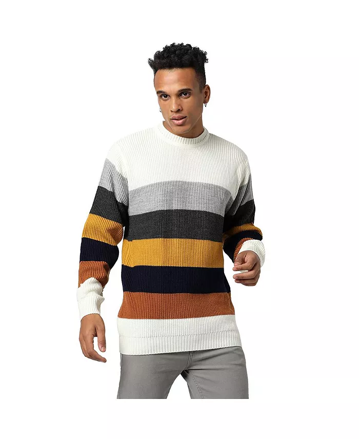 

Мужской свитер с контрастными вставками Multicolor Contrast Panel Pullover Campus Sutra, белый