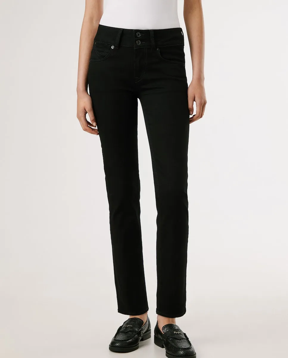 

Женские прямые джинсы средней посадки с эффектом push-up Pepe Jeans, черный