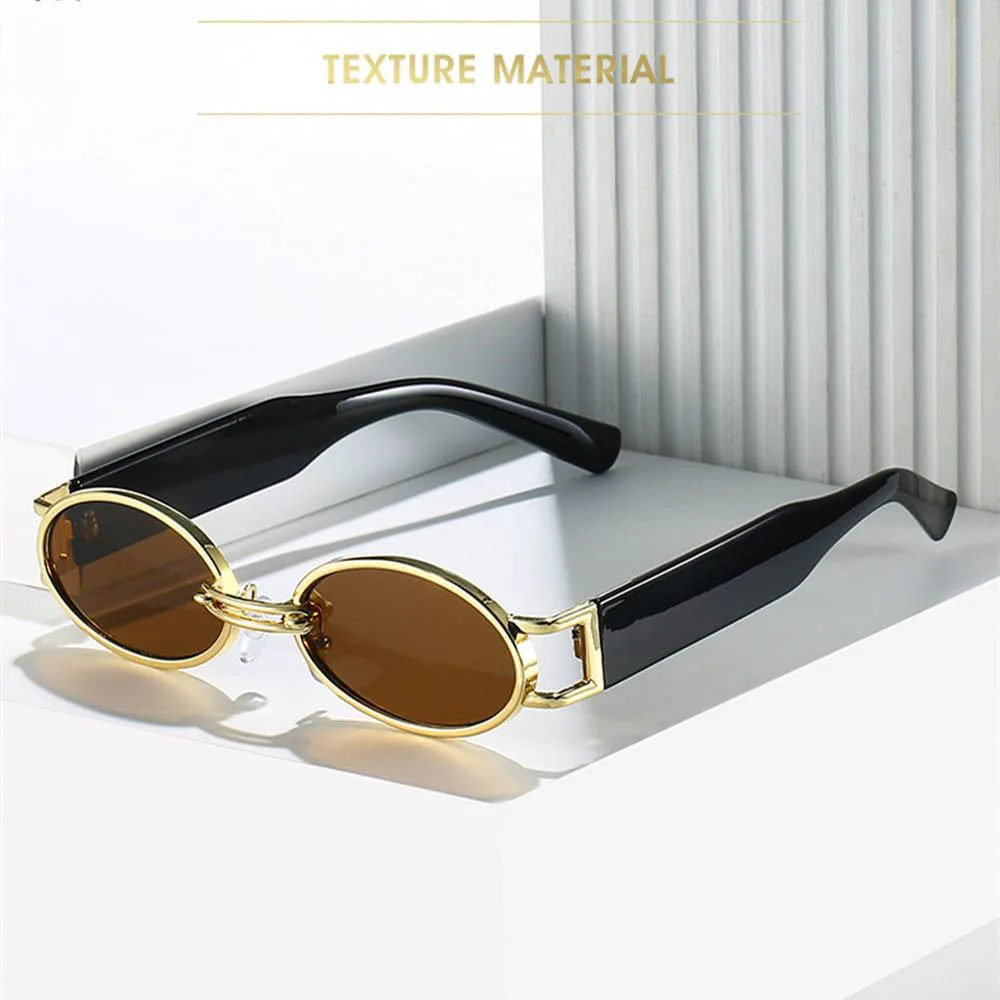 

Ретро маленькие овальные солнцезащитные очки для женщин, пластиковые, модные, роскошные, в стиле панк, уличные, солнцезащитные очки UV400 LVTFCO, Black Gray